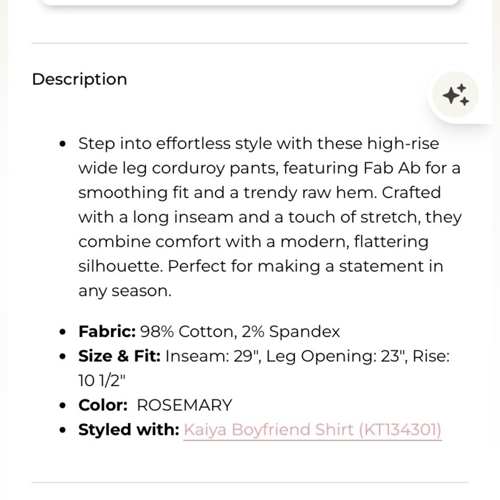 Kut Meg Wide Leg High Rise corduroy, rosemary 8 - Picture 6 of 6